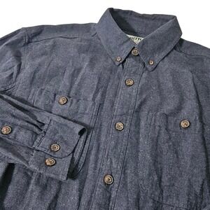 Duluth flannel Mens Relaxed Fit Button Shirt Long Sleeve M Blue medium